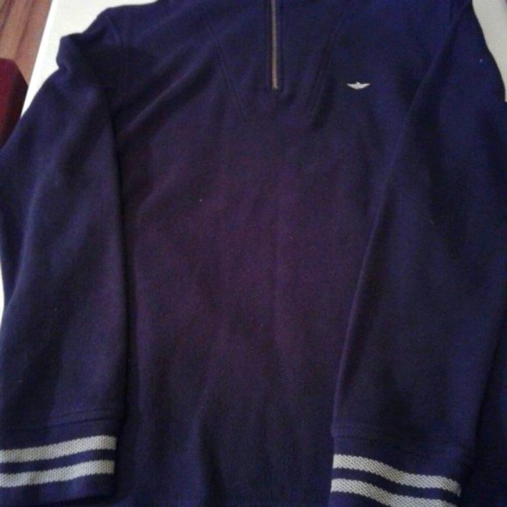 Dockers blue‎ half-zip gray trim sleeves L